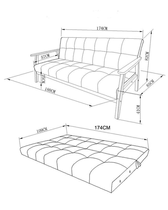 Wiltshire 3 Seater Fabric Sofa Bed - Cream