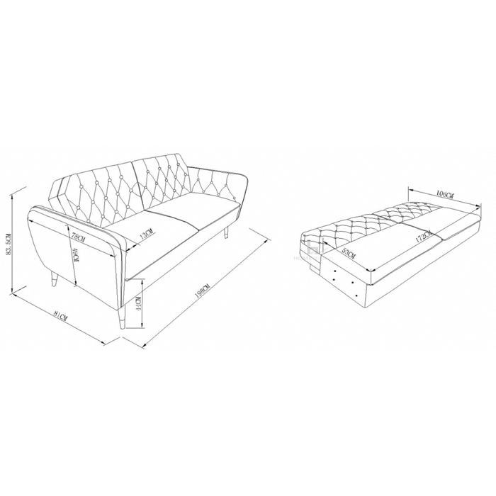 Yorkshire 3 Seater Fabric Sofa Bed - Black
