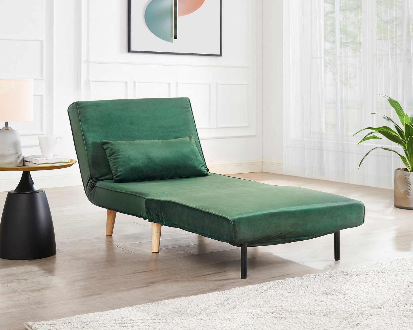 Valley Single Futon Sofa Bed - Green Velvet