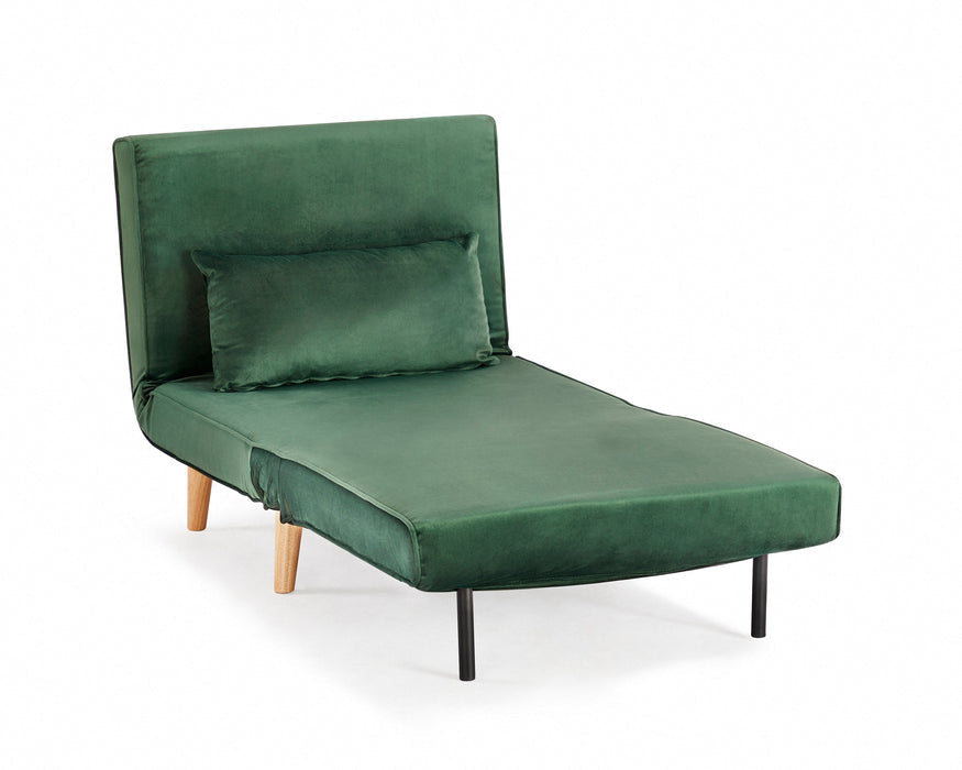 Valley Single Futon Sofa Bed - Green Velvet