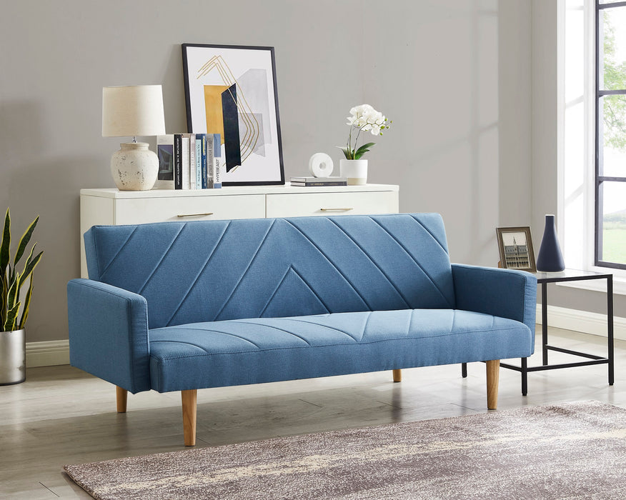 Alexs 3 Seater Fabric Clic-Clac Sofa Bed - Blue Chevron Design