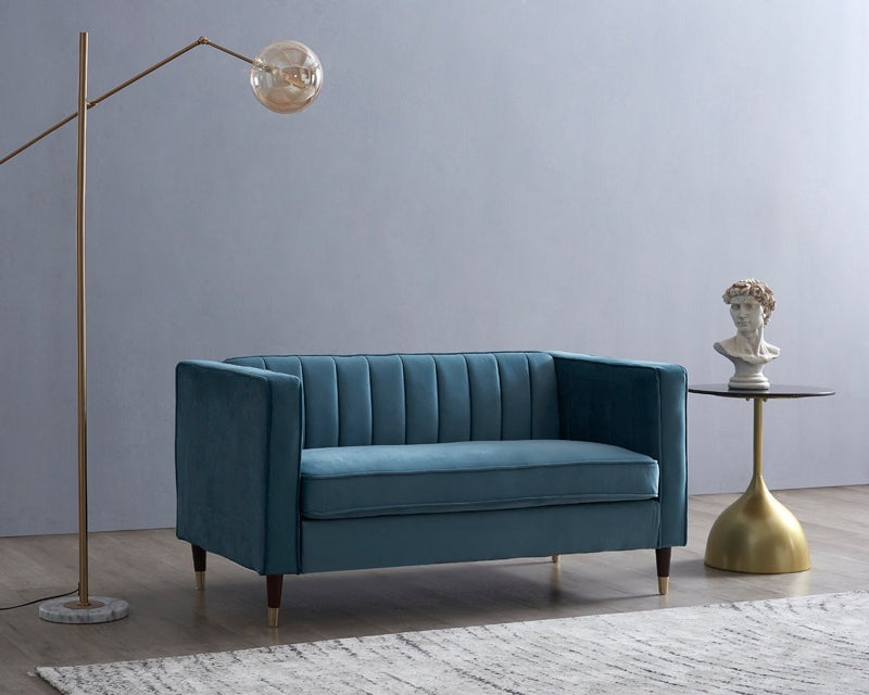 Griffen 2 Seater Fabric Sofa - Blue Velvet