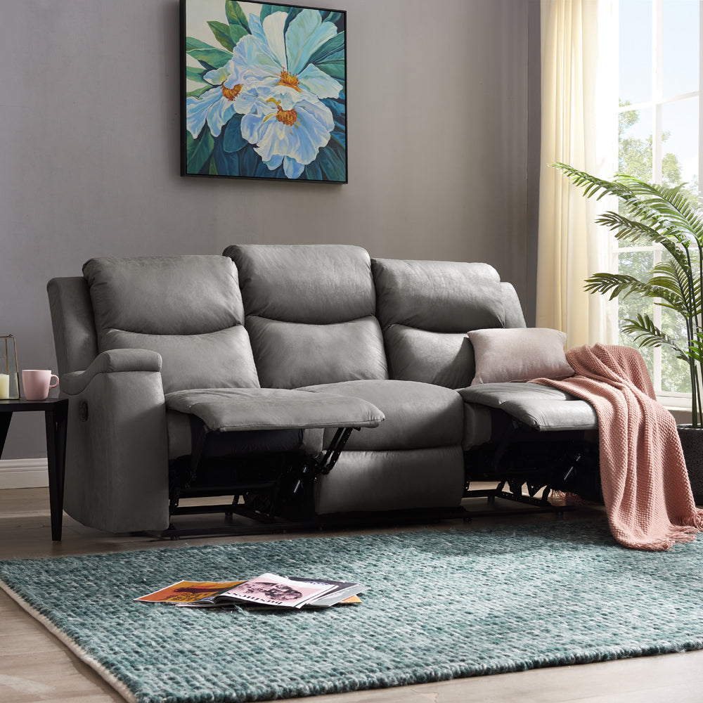 Jackson Faux Leather 3 Seater Recliner - Grey