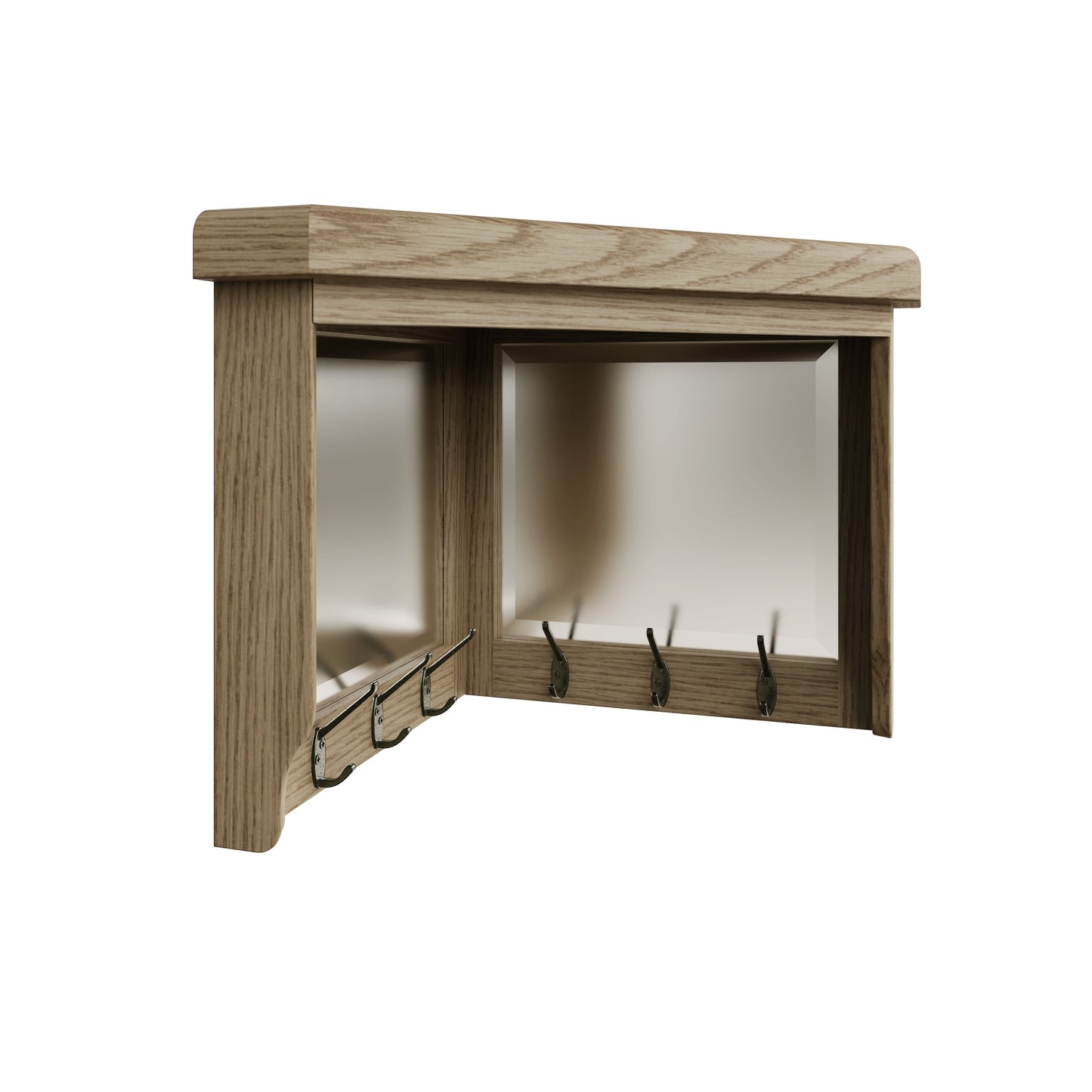 Helios Smoked Oak Corner Coat Rack with Mirror