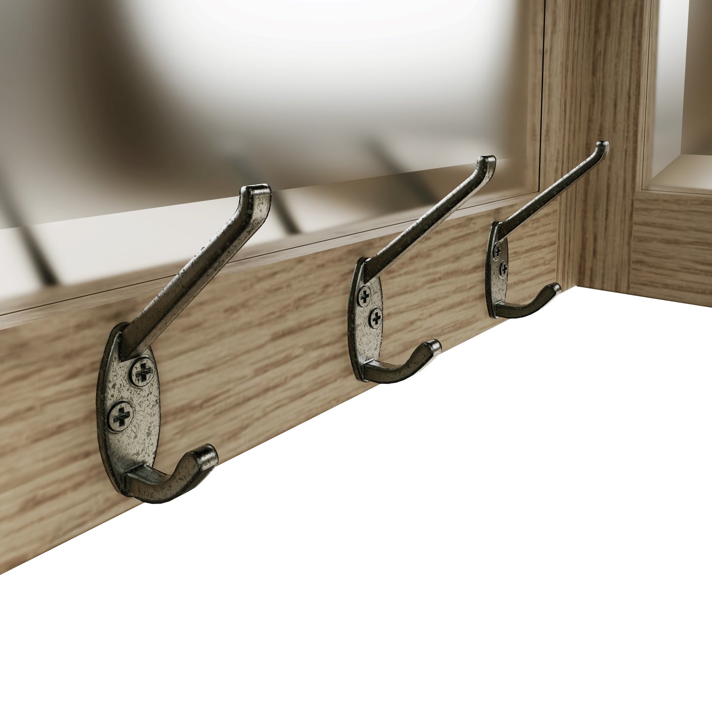 Helios Smoked Oak Corner Coat Rack with Mirror
