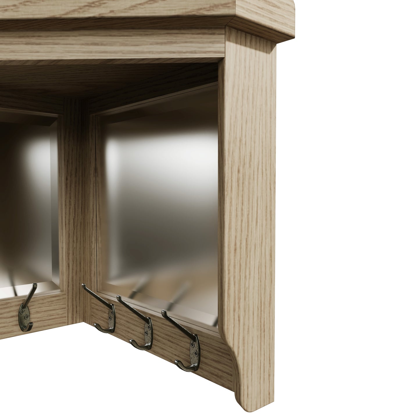 Helios Smoked Oak Corner Coat Rack with Mirror