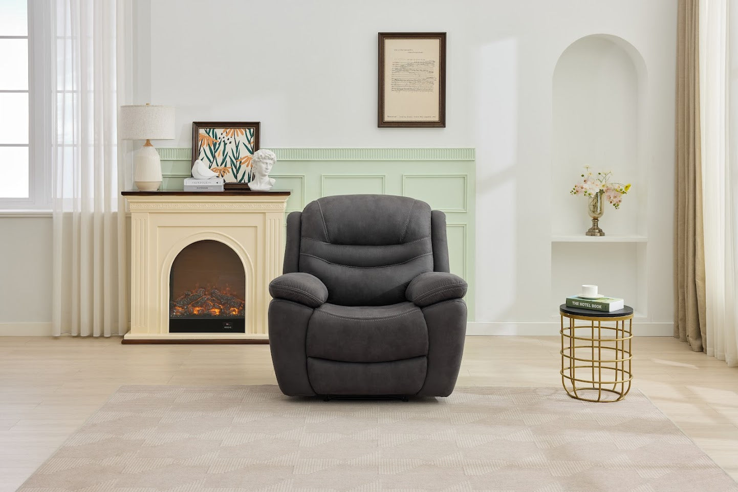 Berlin Grey Chair - Power Recliner
