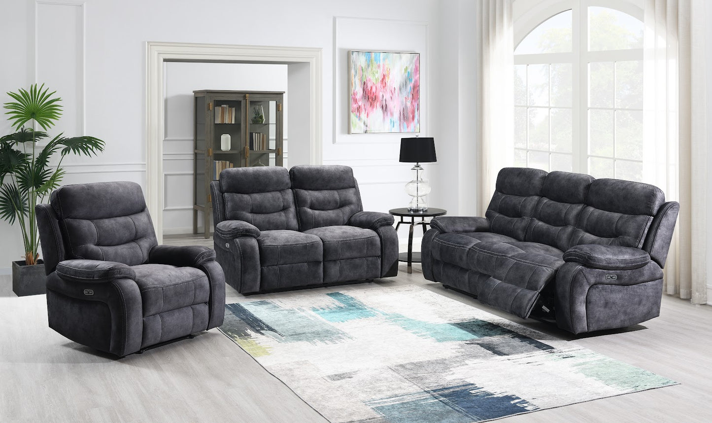 Roman 2 Seater Power Recliner - Dark Grey