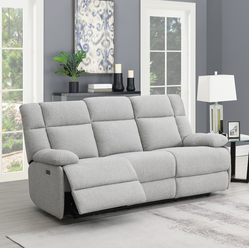 Poland 3 Seater Power Recliner - Light Grey