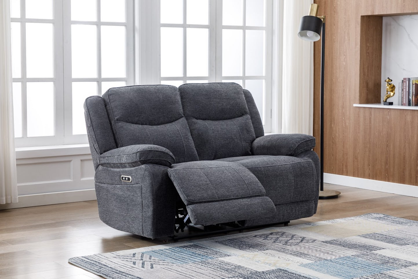 Frankfurt 2 Seater Power Recliner - Dark Grey