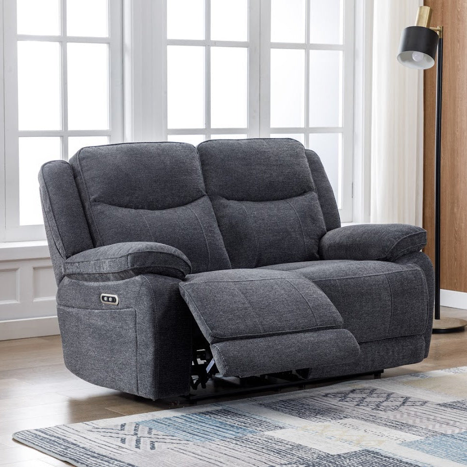 Frankfurt 2 Seater Power Recliner - Dark Grey