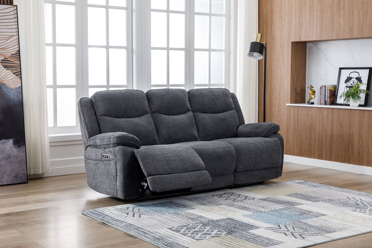 Frankfurt 3 Seater Power Recliner - Dark Grey