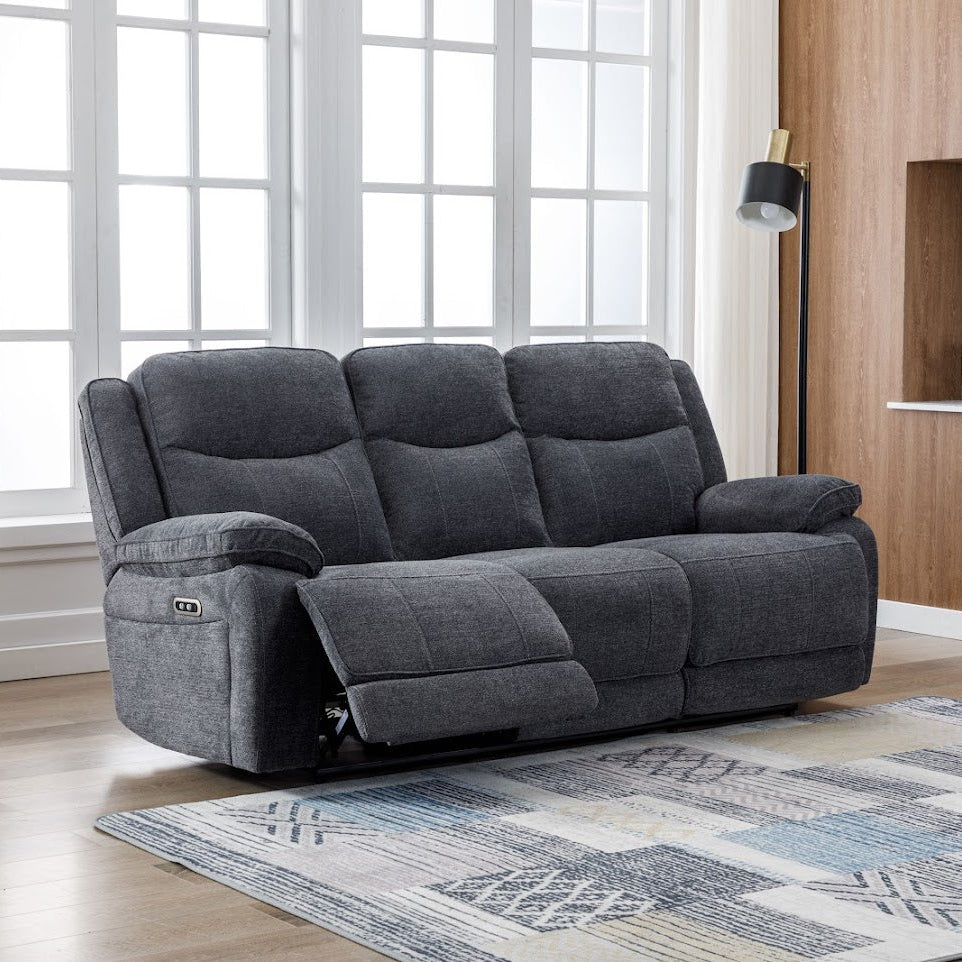 Frankfurt 3 Seater Power Recliner - Dark Grey