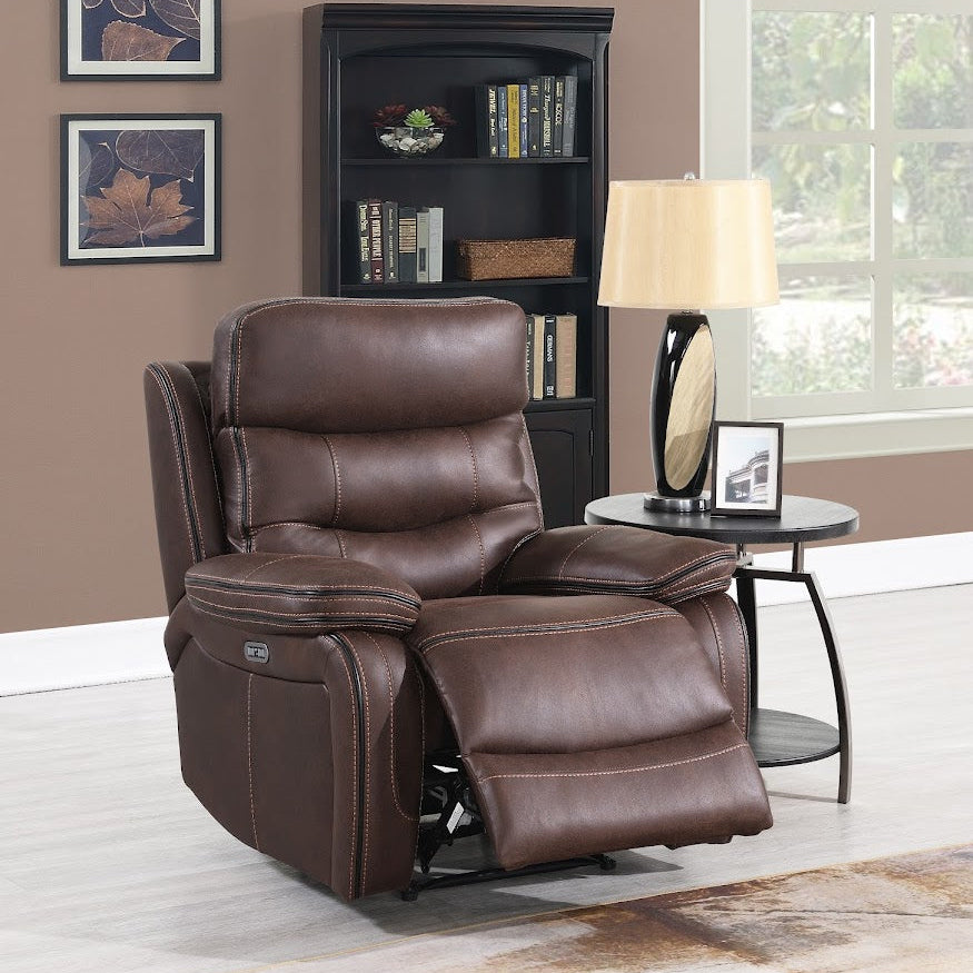 Lisbon Chair Power Recliner with Power Headrest - Chocolate