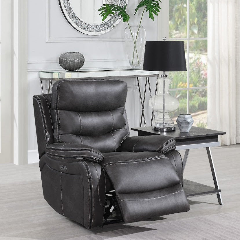 Lisbon Chair Power Recliner with Power Headrest - Grey