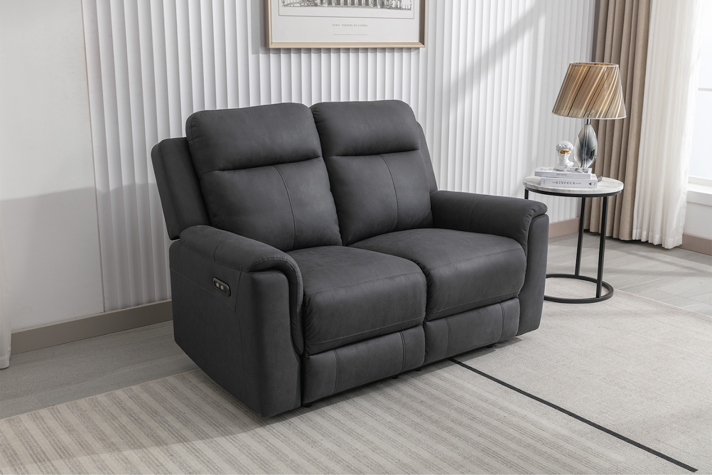 Norway Dark Grey 2 Seater Power Recliner