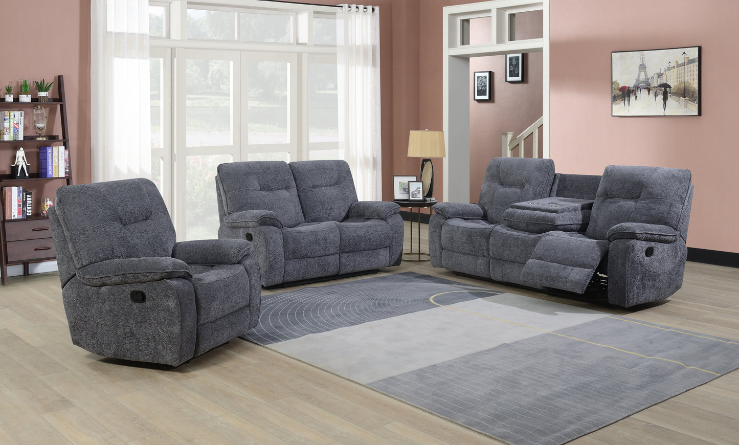 Castlegreen 3+1+1 Seater Fabric Recliner - Dark Grey