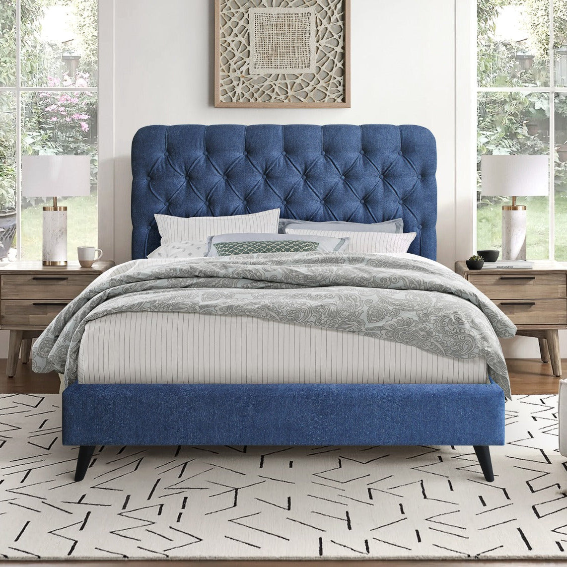 Penelope 4'6 Double Bed- Blue