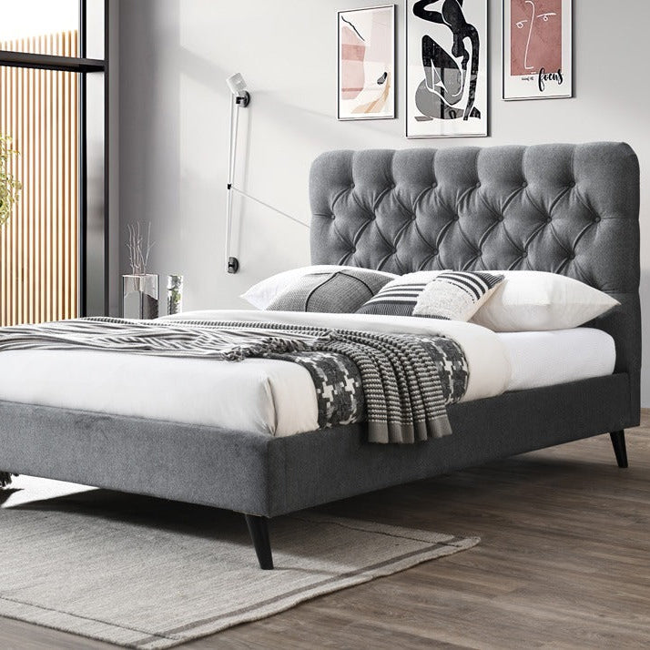 Penelope 5'0 King Size Bed- Dark Grey Fabric