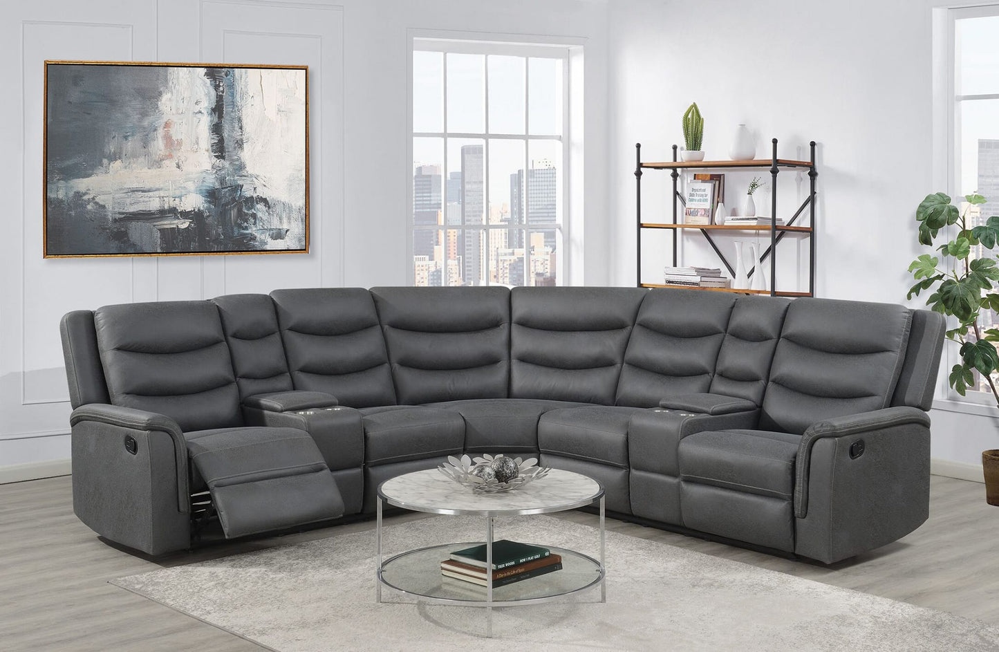Elm Corner Recliner - Slate Grey