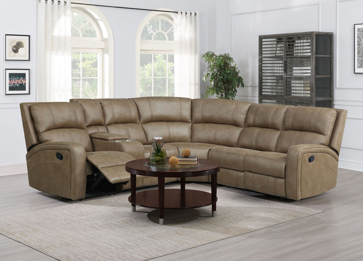 Ringwoods Corner Group Fabric Manual Recliner-Tan
