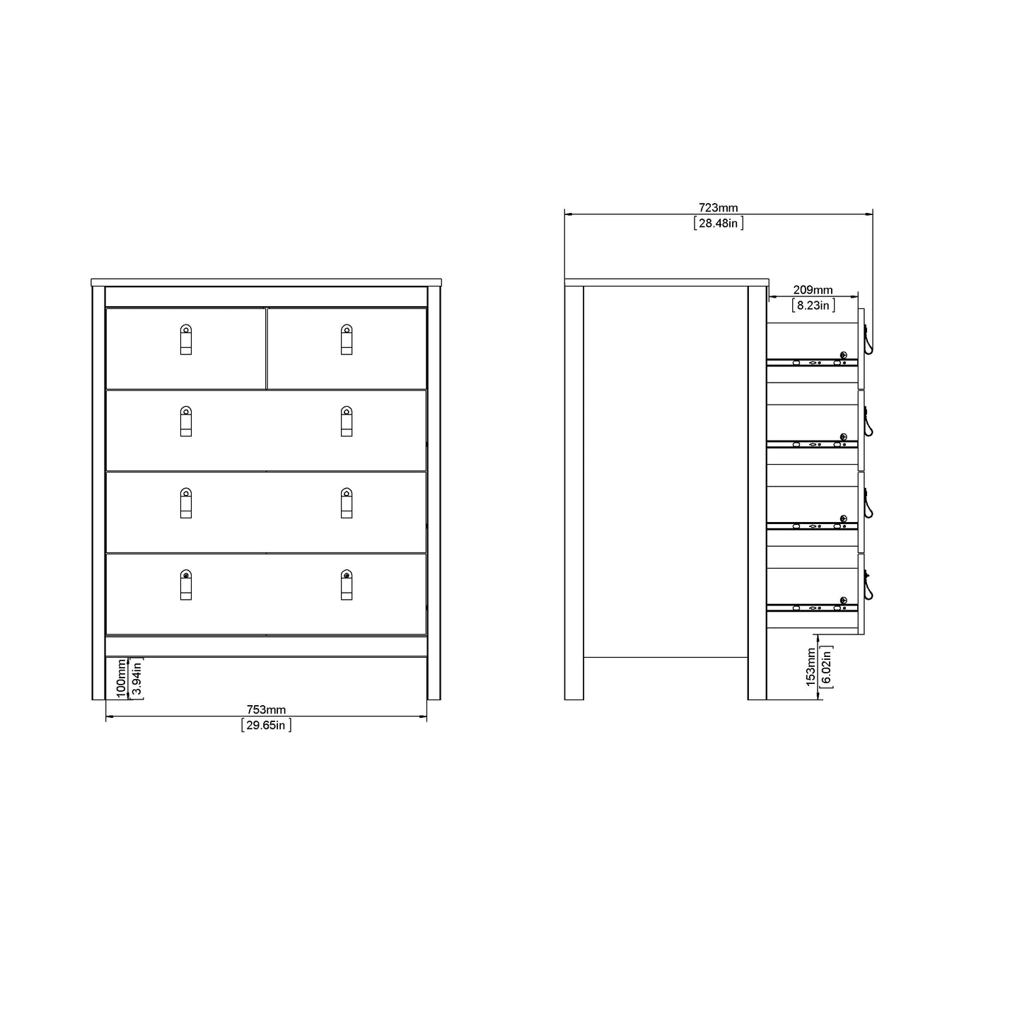 Madrid 3+2 Chest - White