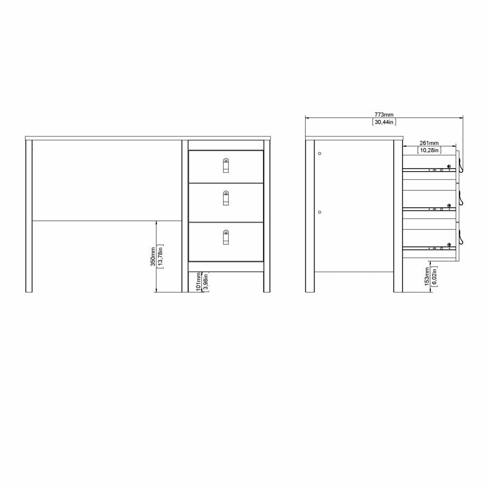 Madrid 3 Drawer Desk - Jackson Hickory