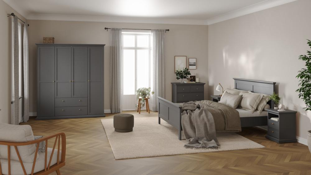 Paris 5 Piece Bedroom Set - Double Bed - Grey