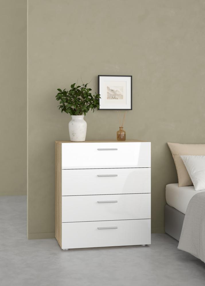 Pepe 4 Drawer Chest - Oak with White High Gloss