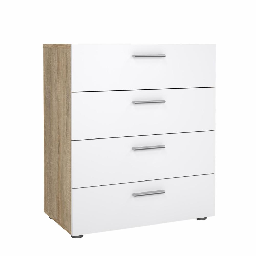Pepe 4 Drawer Chest - Oak with White High Gloss