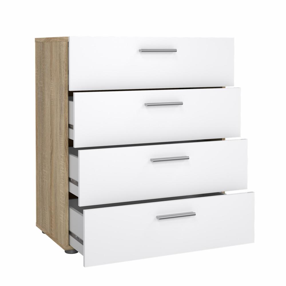 Pepe 4 Drawer Chest - Oak with White High Gloss