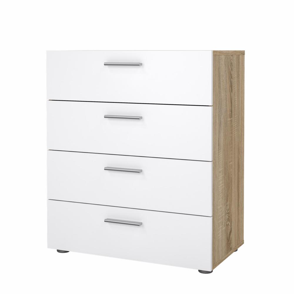 Pepe 4 Drawer Chest - Oak with White High Gloss