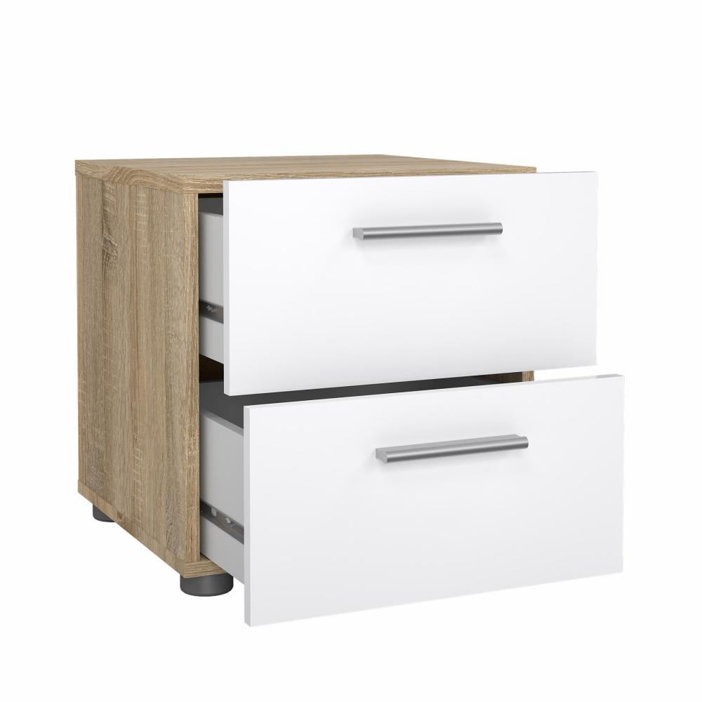 Pepe Nightstand - Oak with White High Gloss