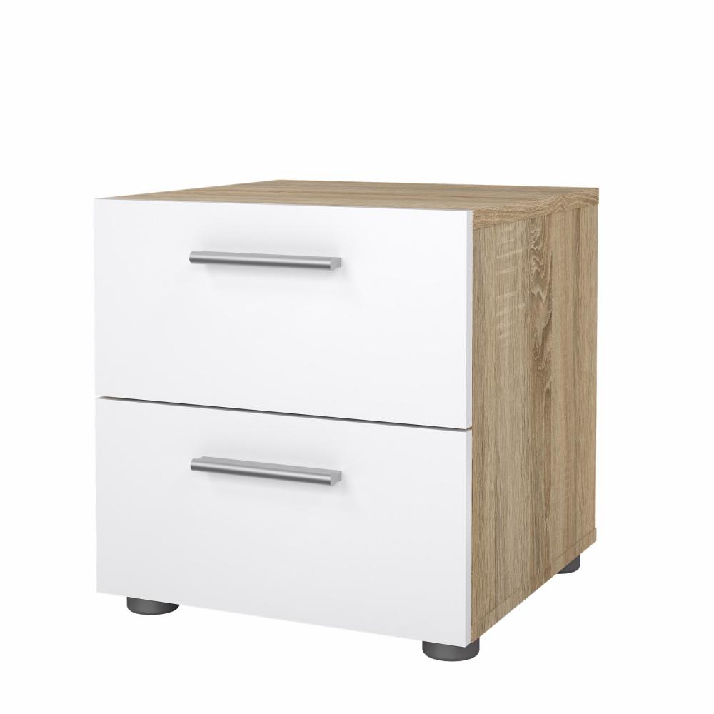 Pepe Nightstand - Oak with White High Gloss