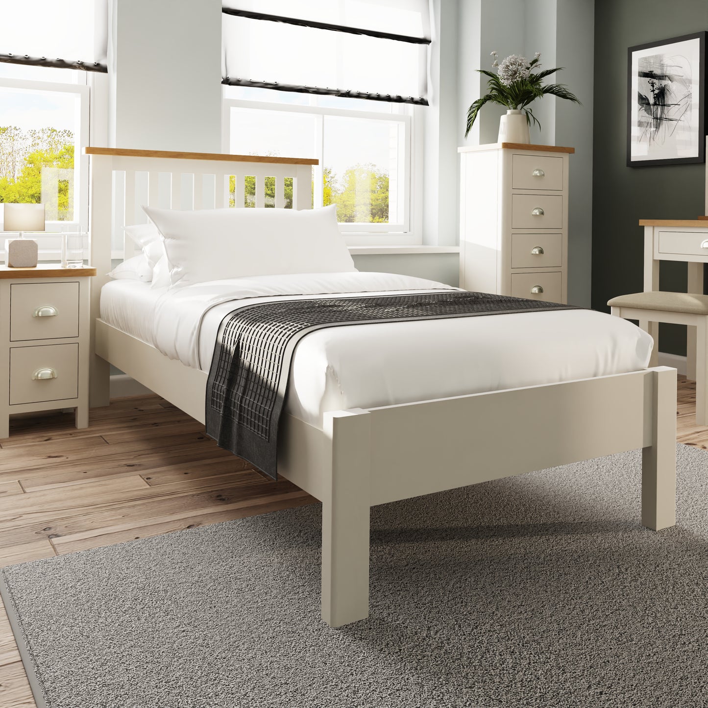 Rhea Dove Grey Single Bed Frame