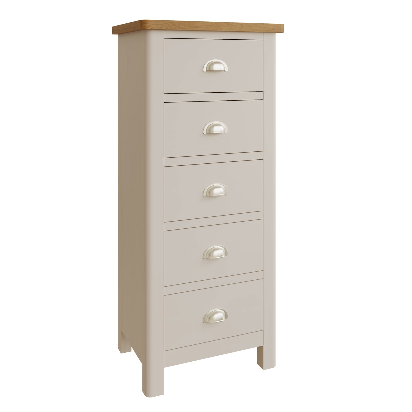 Rhea Dove Grey 5 Drawer Narrow Chest of Drawers