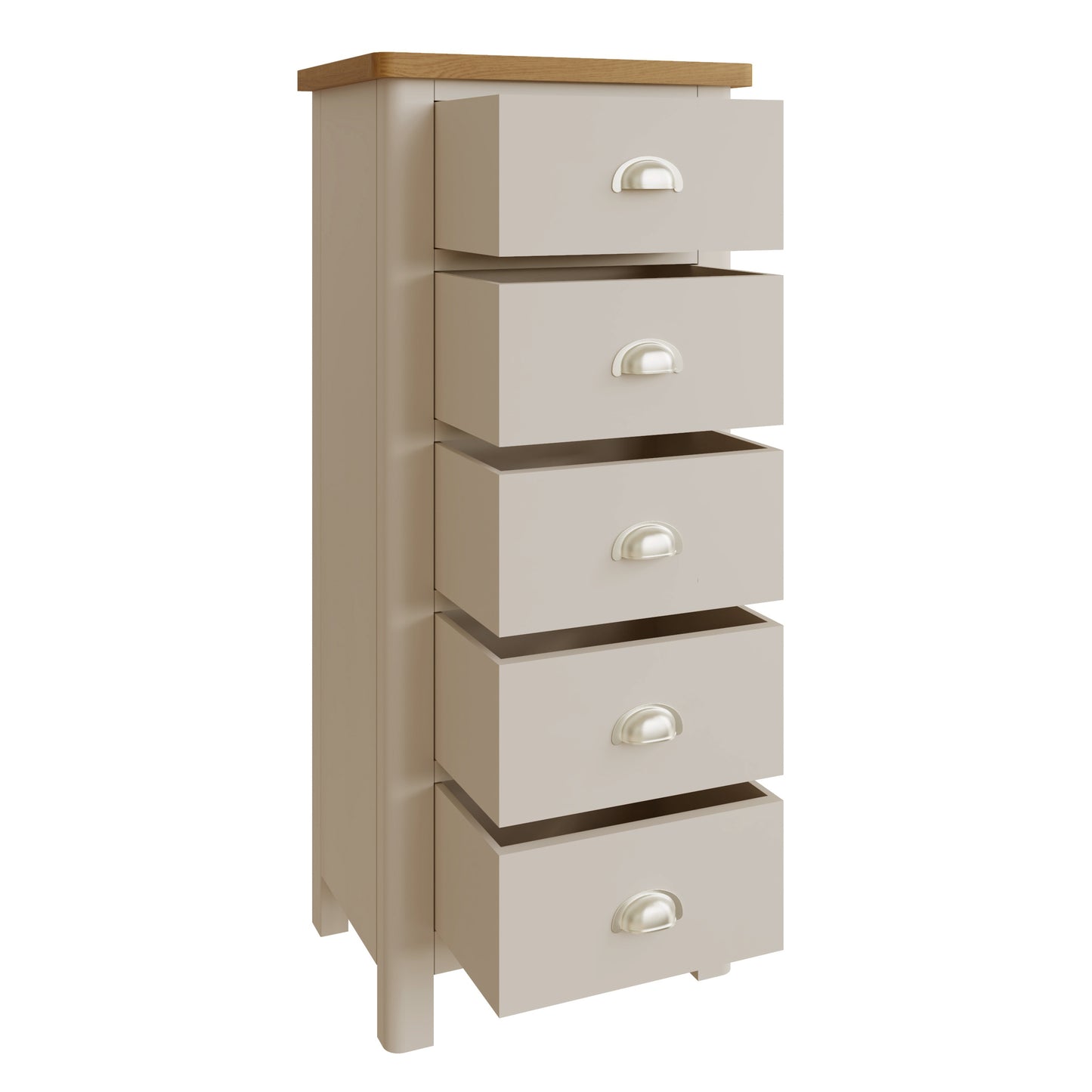 Rhea Dove Grey 5 Drawer Narrow Chest of Drawers