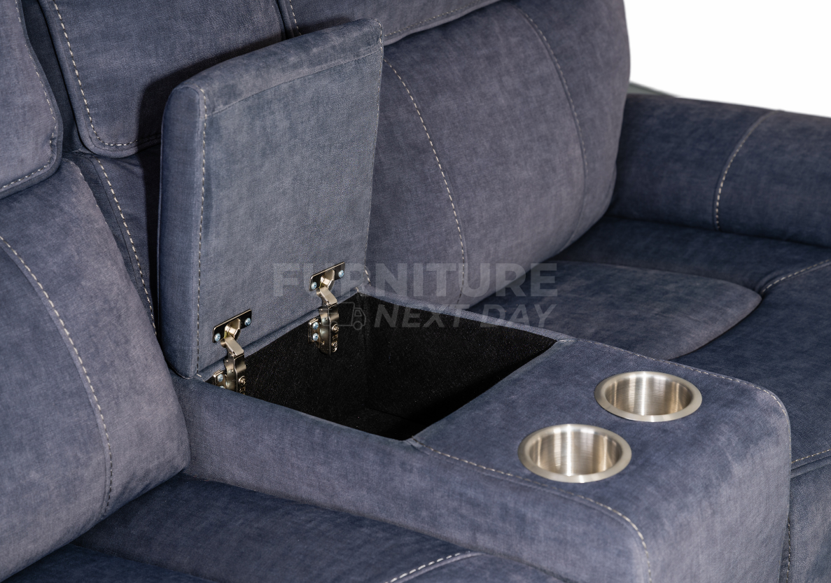 Springhill 2 Seater with Console Fabric Electric Recliner- Grey