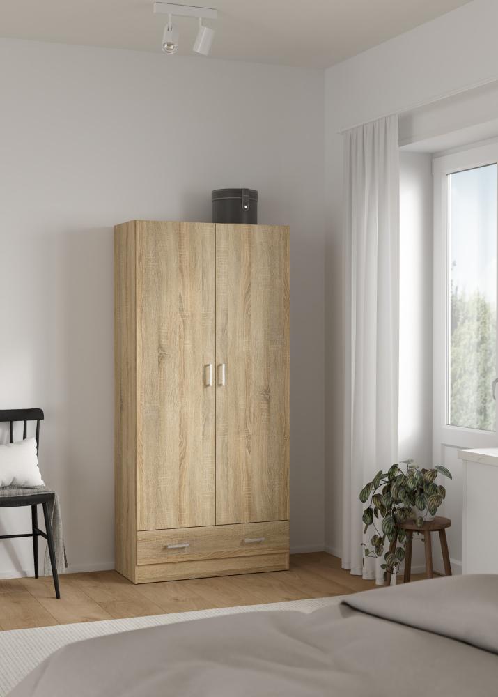 Space Wardrobe with 2 doors + 1 Drawer-Oak