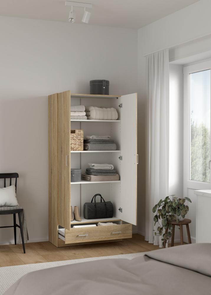 Space Wardrobe with 2 doors + 1 Drawer-Oak