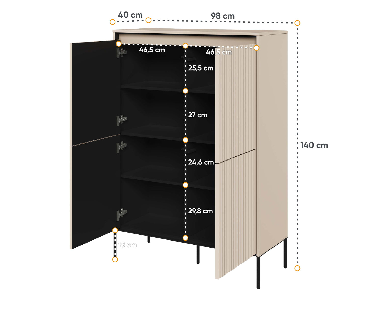 Taylor Highboard Cabinet - Beige