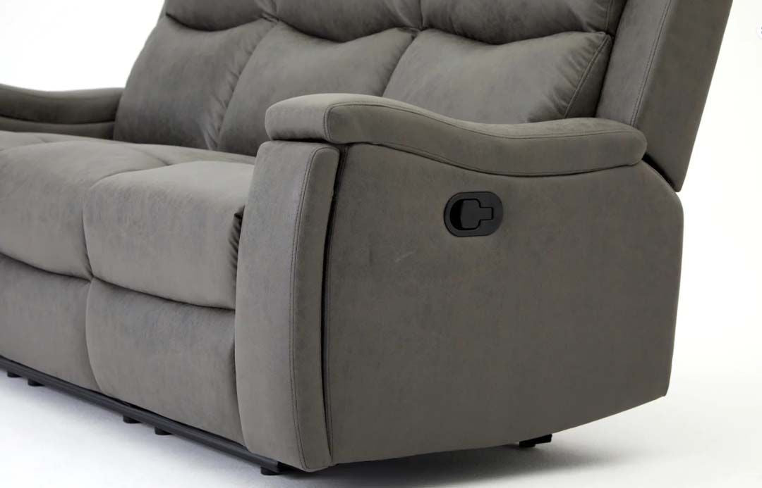 Jackson Faux Leather 3 Seater Recliner - Grey