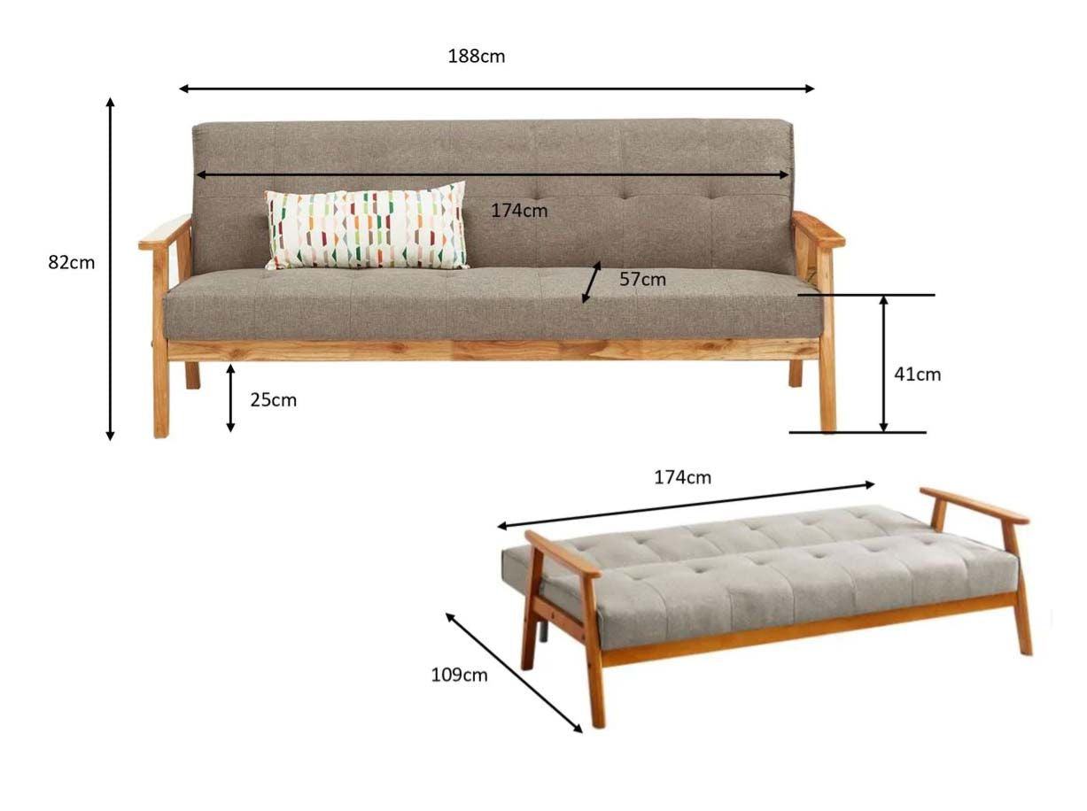 Wiltshire 3 Seater Fabric Sofa Bed - Cream