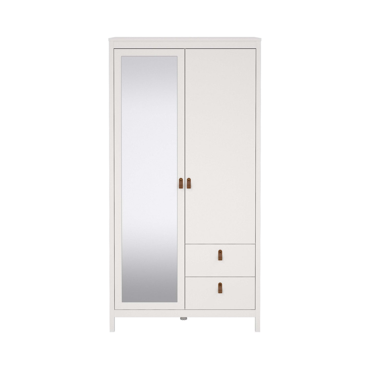Madrid Wardrobe with 1 Plain door 1 mirror door and 2 drawers - White