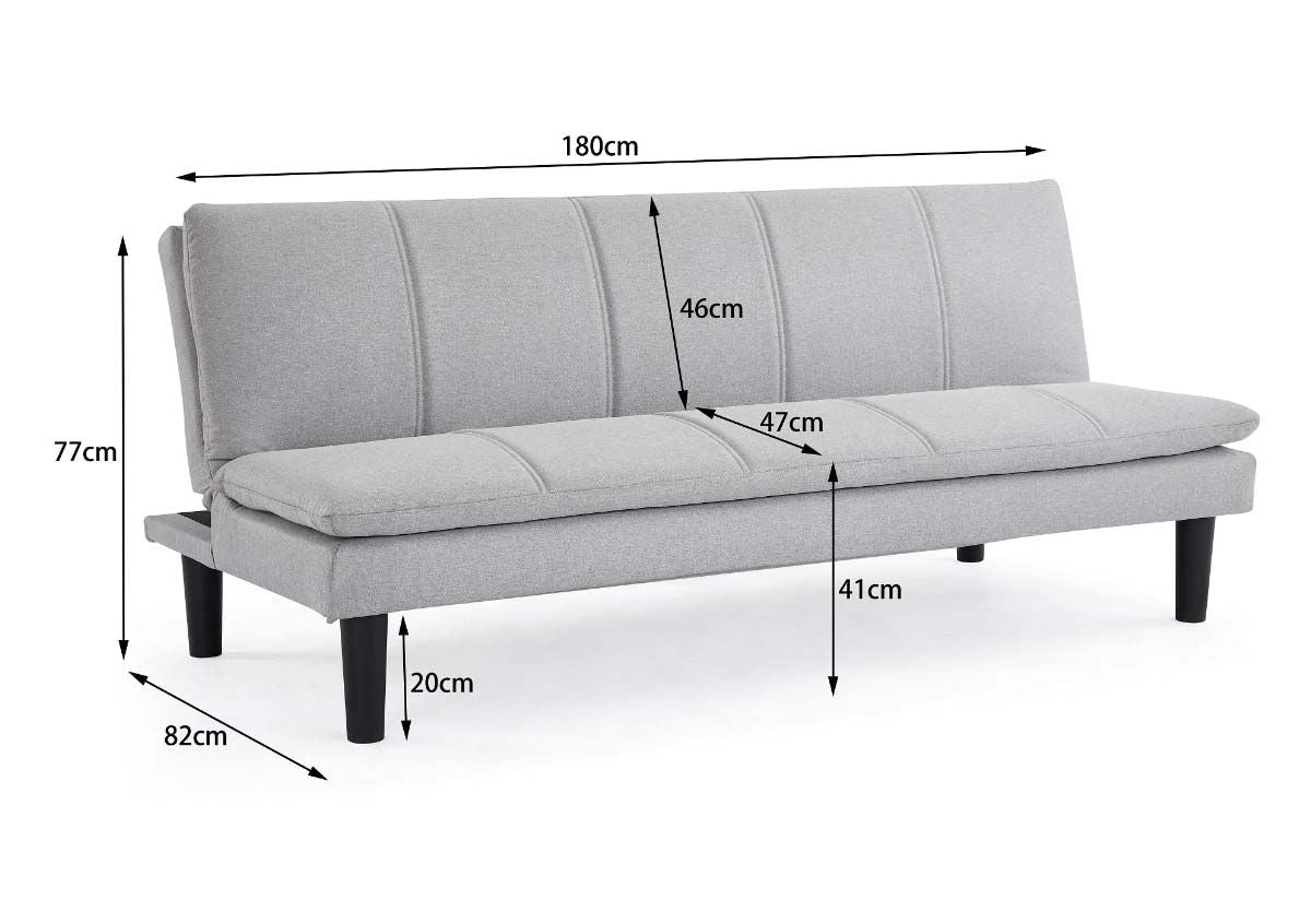 Adam 3 Seater Sofa Bed - Light Grey Woven Fabric