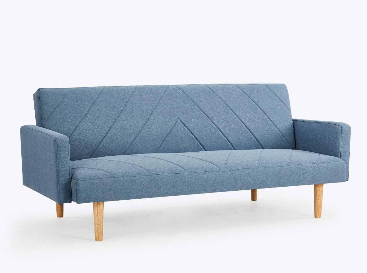 Alexs 3 Seater Fabric Clic-Clac Sofa Bed - Blue Chevron Design