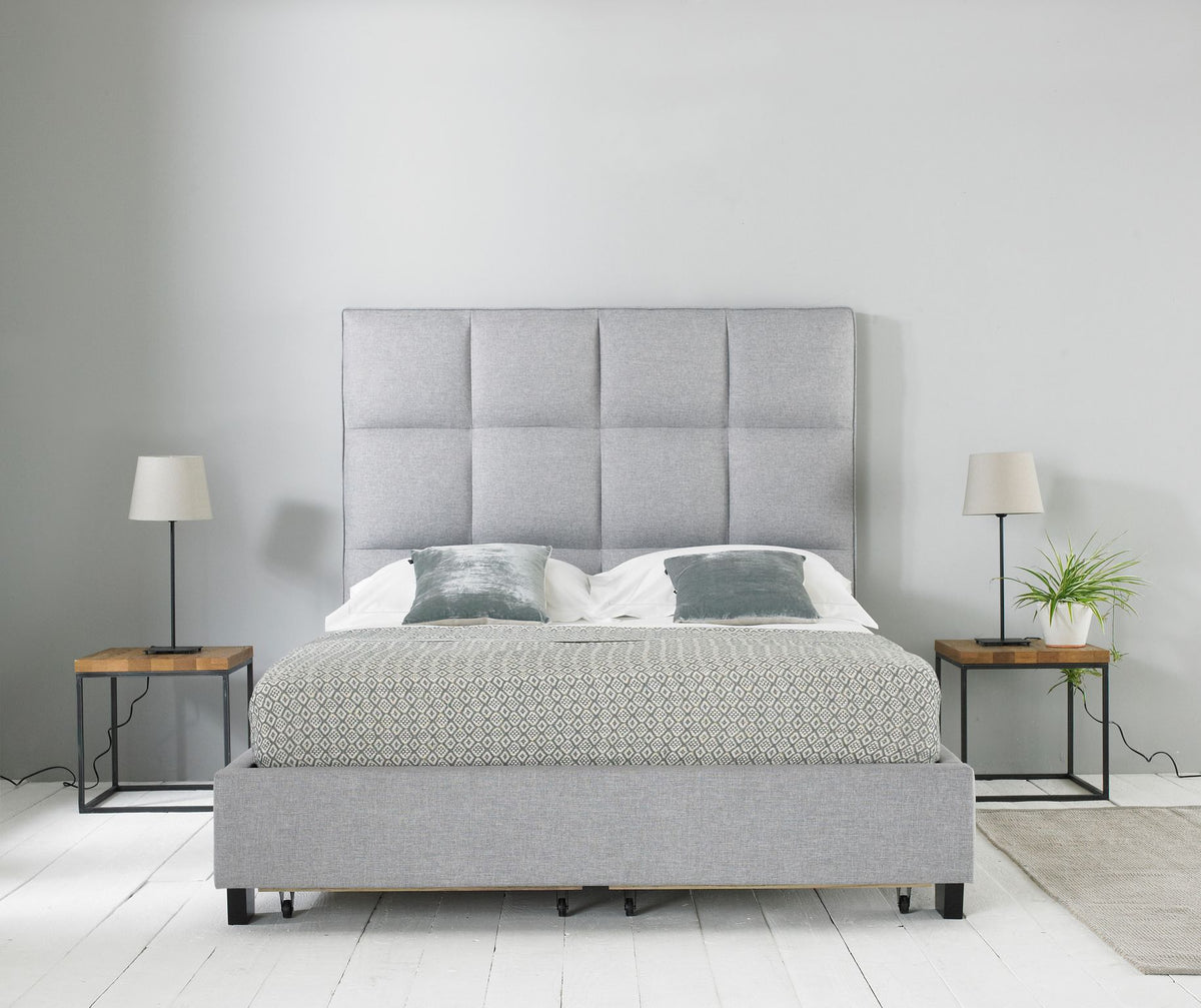 Palma King Bed with Pull Out Drawer - Grey