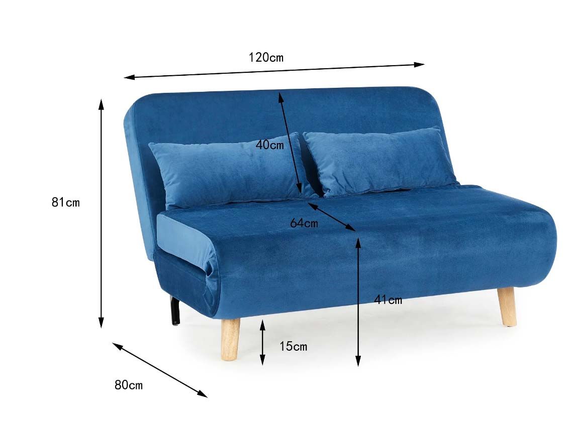 Lawson Double Futon Sofa Bed - Blue Velvet