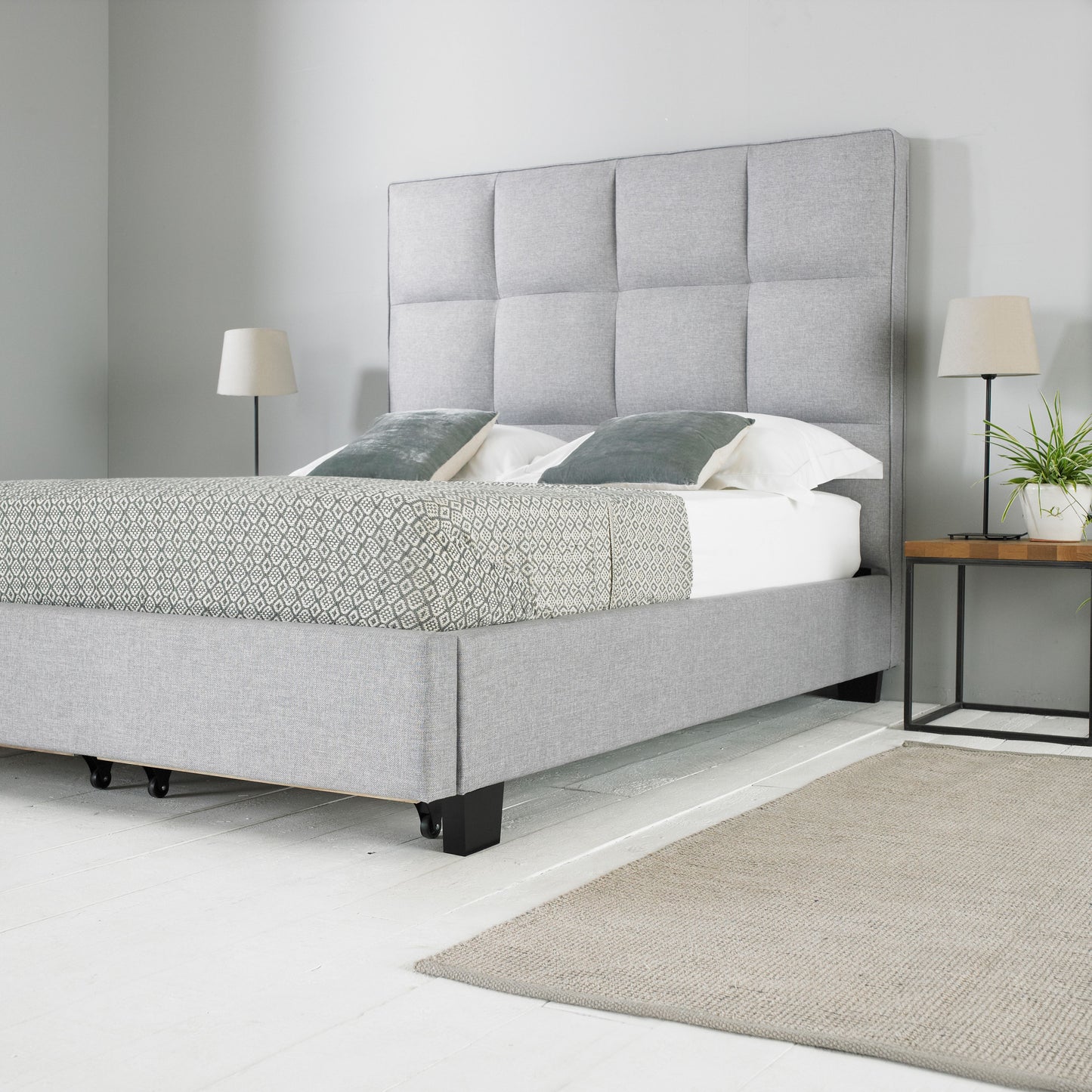 Palma King Bed with Pull Out Drawer - Grey