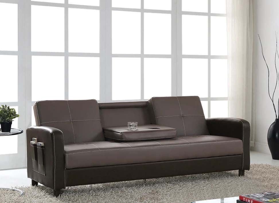 Florida 3 Seater Faux Leather Sofa Bed - Ash Grey